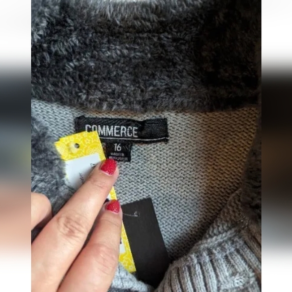 Commerce Carlton Button Mock Neck Sweater Light Gray Youth Sz 16 NWT Stitch Fix - Picture 6 of 16